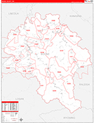 Boone County Wall Map Red Line Style