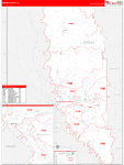 Bossier County Wall Map Red Line Style