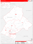 Botetourt County Wall Map Red Line Style