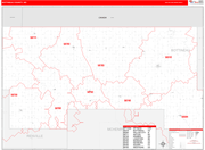 Bottineau County Wall Map Red Line Style