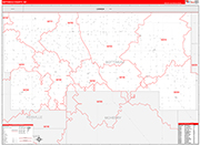 Bottineau Wall Map Red Line Style