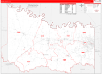 Bowie County Wall Map Red Line Style