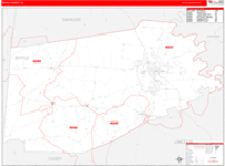 Boyle County Wall Map Red Line Style
