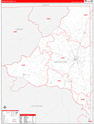 Bradford County Wall Map Red Line Style