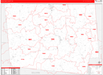 Bradford County Wall Map Red Line Style