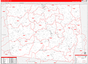 Bradford Wall Map Red Line Style