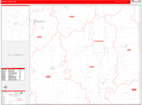 Branch County Wall Map Red Line Style