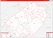 Braxton County Wall Map Red Line Style