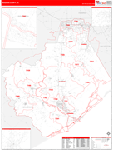 Brazoria County Wall Map Red Line Style