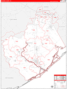 Brazoria County Wall Map Red Line Style