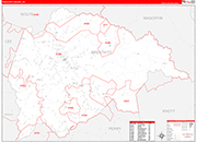 Breathitt County Wall Map Red Line Style