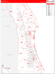 Brevard County Wall Map Red Line Style