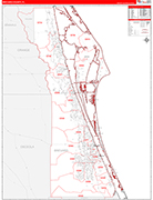 Brevard County Wall Map Red Line Style