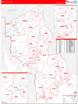 Bristol County Wall Map Red Line Style