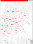 Bronx County Wall Map Red Line Style