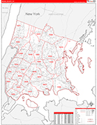 Bronx Wall Map Red Line Style
