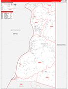Brooke County Wall Map Red Line Style