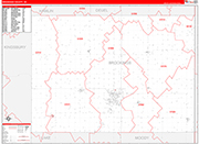 Brookings Wall Map Red Line Style