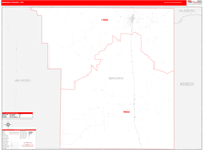 Brooks County Wall Map Red Line Style