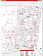Broward County Wall Map Red Line Style