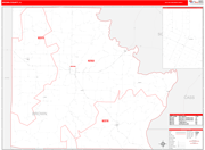 Brown County Wall Map Red Line Style