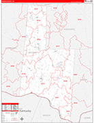 Brown County Wall Map Red Line Style