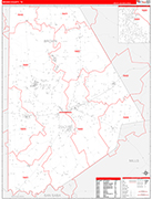 Brown County Wall Map Red Line Style