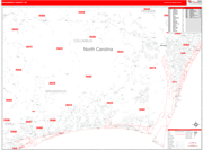Brunswick County Wall Map Red Line Style