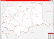 Bryan County Wall Map Red Line Style