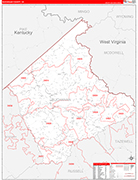 Buchanan County Wall Map Red Line Style