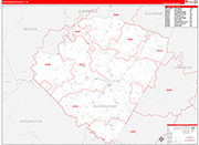 Buckingham County Wall Map Red Line Style