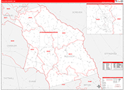 Bulloch County Wall Map Red Line Style