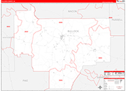 Bullock County Wall Map Red Line Style