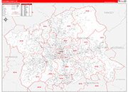 Buncombe County Wall Map Red Line Style