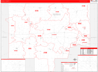 Bureau Wall Map Red Line Style