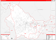 Burke County Wall Map Red Line Style