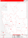Burleigh County Wall Map Red Line Style