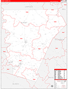Burnet County Wall Map Red Line Style