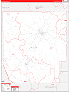 Butler County Wall Map Red Line Style