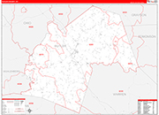 Butler County Wall Map Red Line Style
