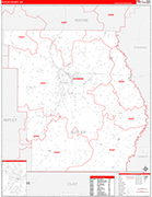 Butler County Wall Map Red Line Style