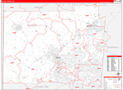Butler County Wall Map Red Line Style