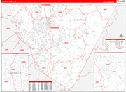 Cabarrus County Wall Map Red Line Style
