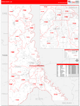 Caddo County Wall Map Red Line Style