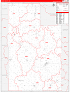 Caddo County Wall Map Red Line Style