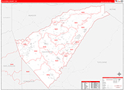Calaveras County Wall Map Red Line Style