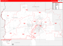 Calcasieu County Wall Map Red Line Style