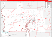 Calcasieu County Wall Map Red Line Style