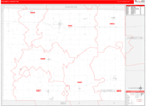 Caldwell County Wall Map Red Line Style