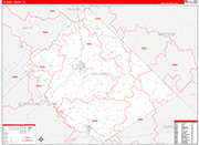 Caldwell County Wall Map Red Line Style